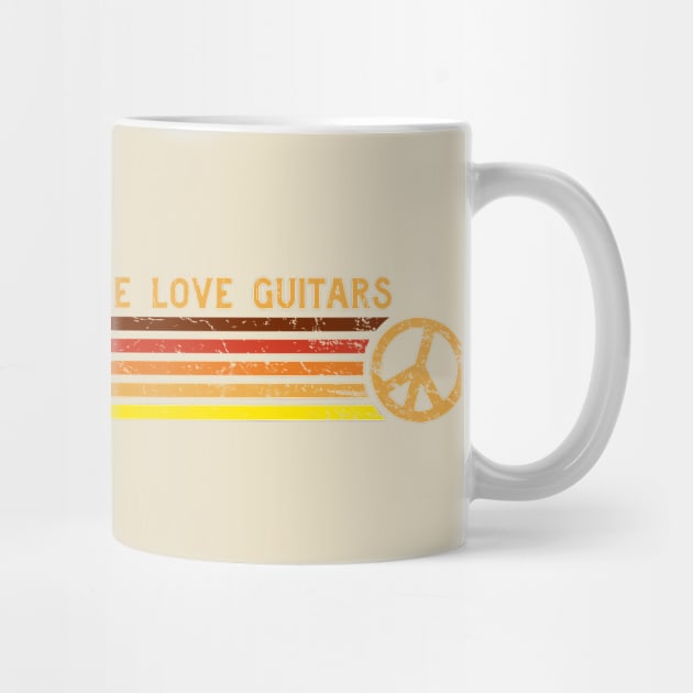 PEACE LOVE GUITARS Sunset Retro Stripes by Jitterfly